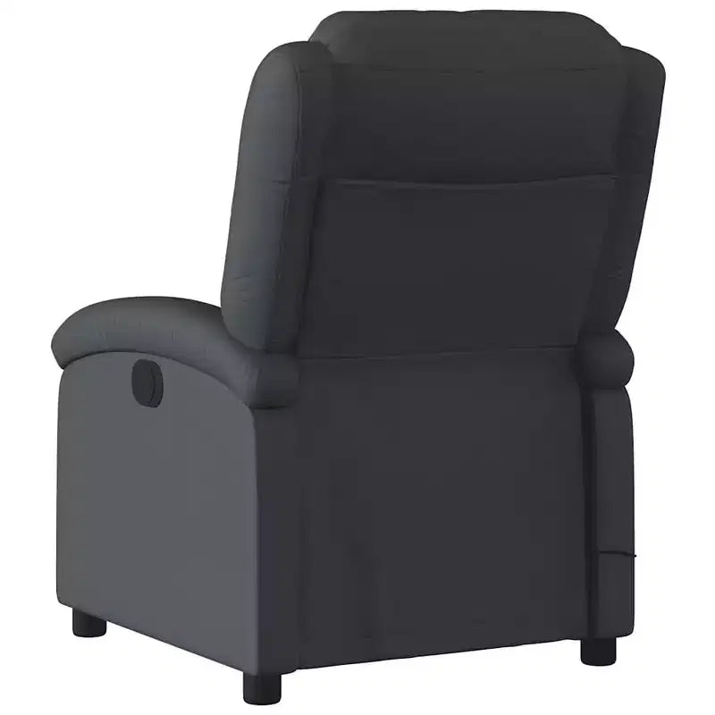 Fauteuil Inclinable Massant Électrique - Fauteuil à Dossier Haut en Cuir Véritable Noir avec Fonction Vibrante pour Salon