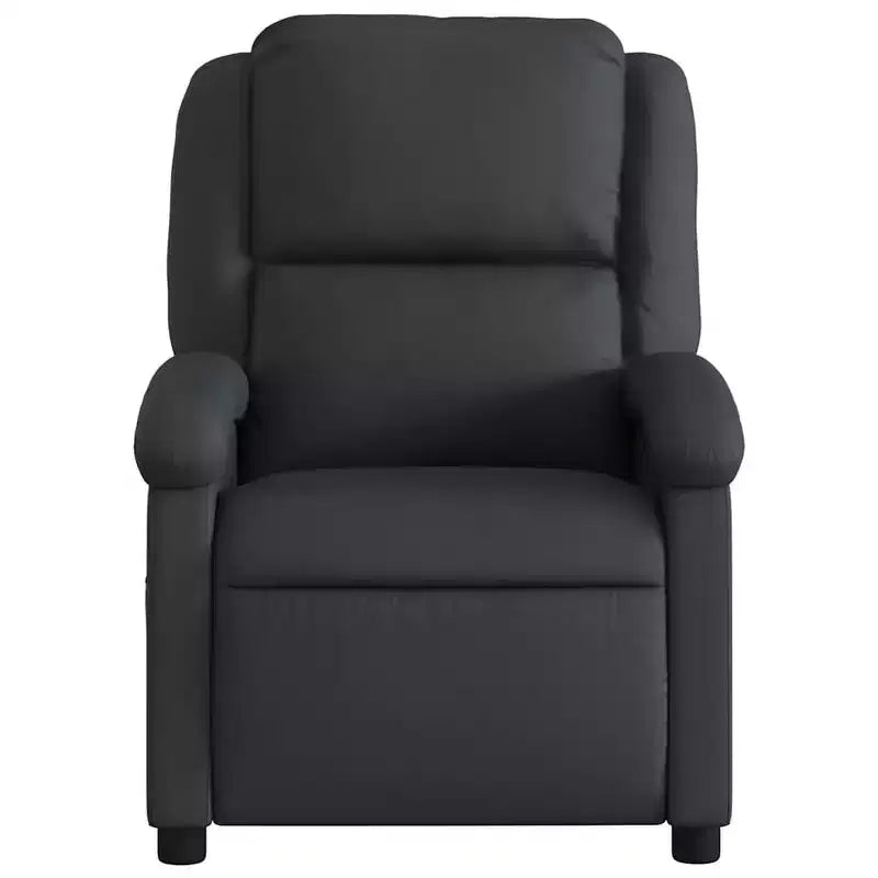 Fauteuil Inclinable Massant Électrique - Fauteuil à Dossier Haut en Cuir Véritable Noir avec Fonction Vibrante pour Salon