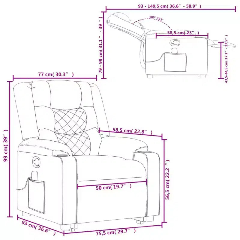 Fauteuil inclinable de massage gris foncé