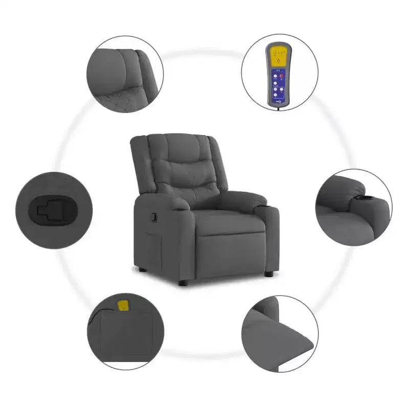 Fauteuil inclinable de massage gris foncé