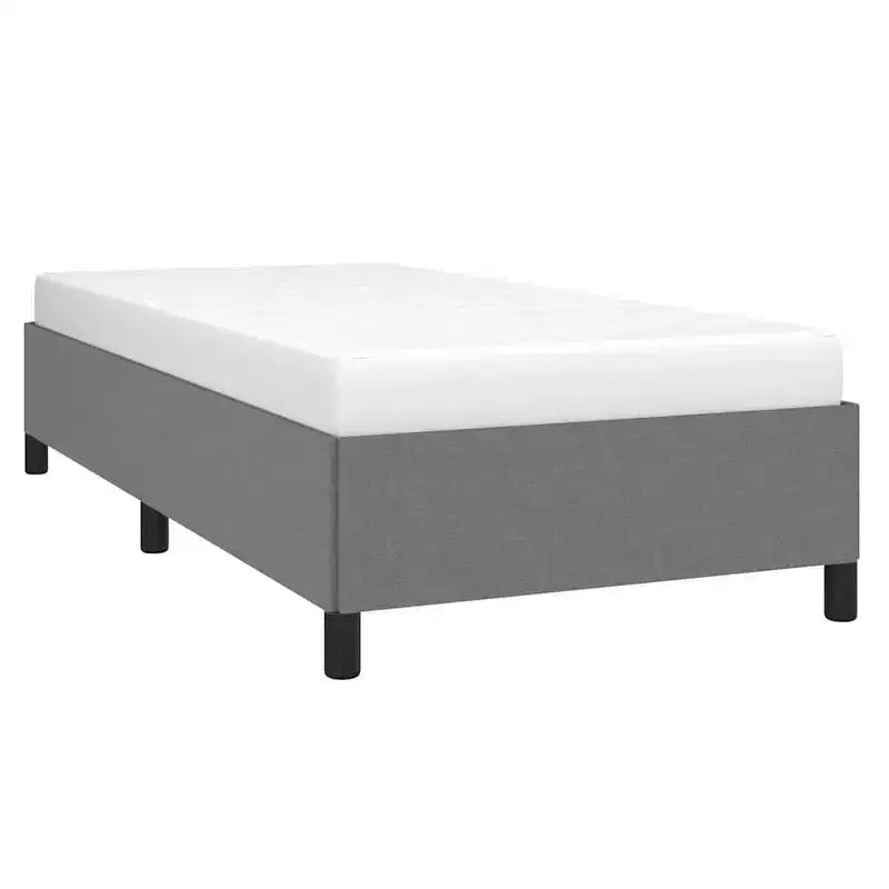 Cadre de lit double, cadre de lit plateforme rembourré en tissu, gris foncé, sans matelas