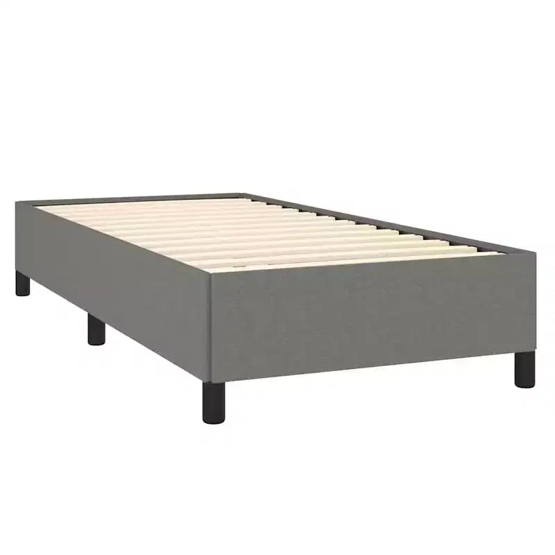 Cadre de lit double, cadre de lit plateforme rembourré en tissu, gris foncé, sans matelas