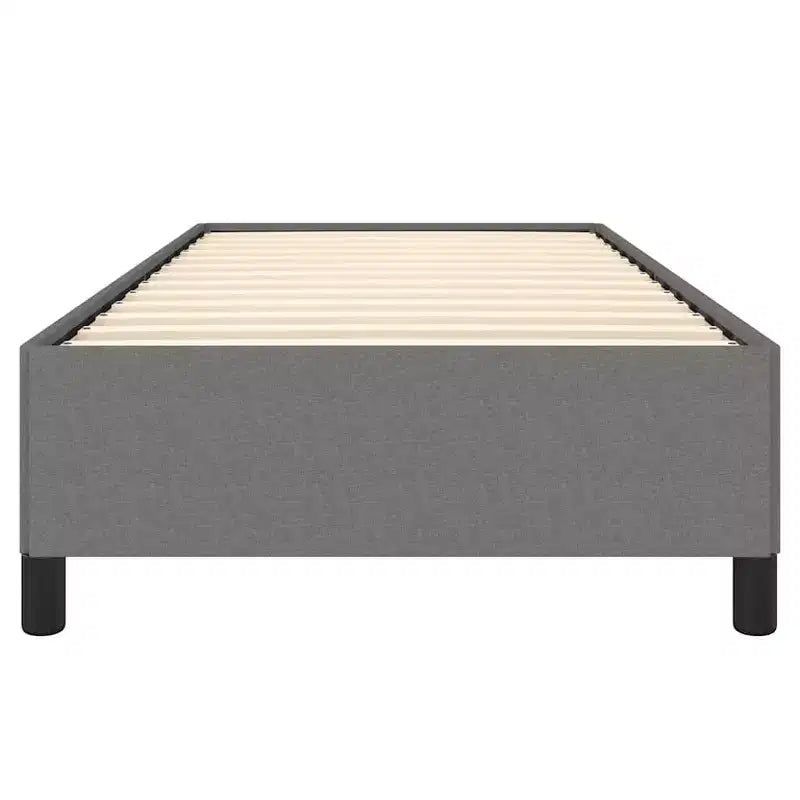 Cadre de lit double, cadre de lit plateforme rembourré en tissu, gris foncé, sans matelas