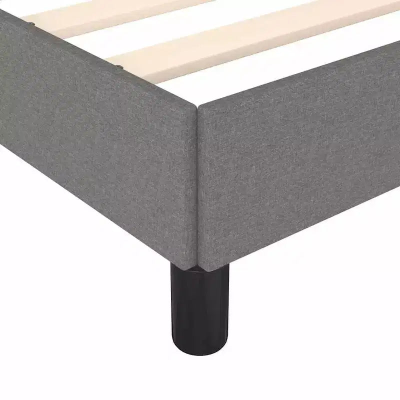 Cadre de lit double, cadre de lit plateforme rembourré en tissu, gris foncé, sans matelas