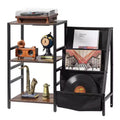 VEVOR Record Player Stand with Charging Station &amp; USB Ports, Holds up to 200 Albums, 3-Tier Turntable Stand with Vinyl Record Storage, Black