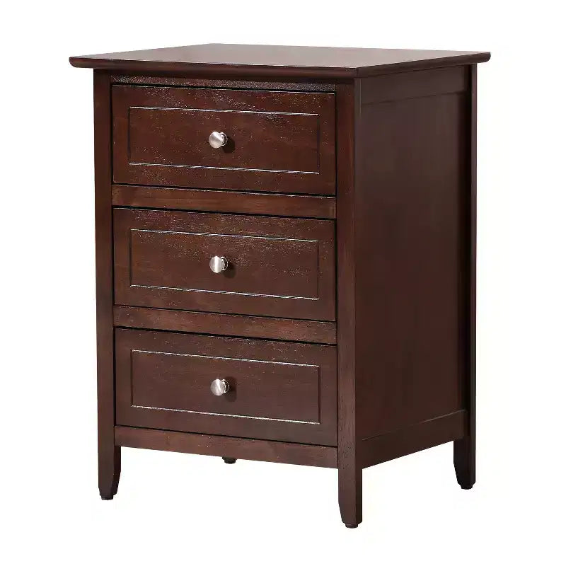 Table de chevet 63,5H x 48,26L x 38,1P, 3 tiroirs, rangement compact