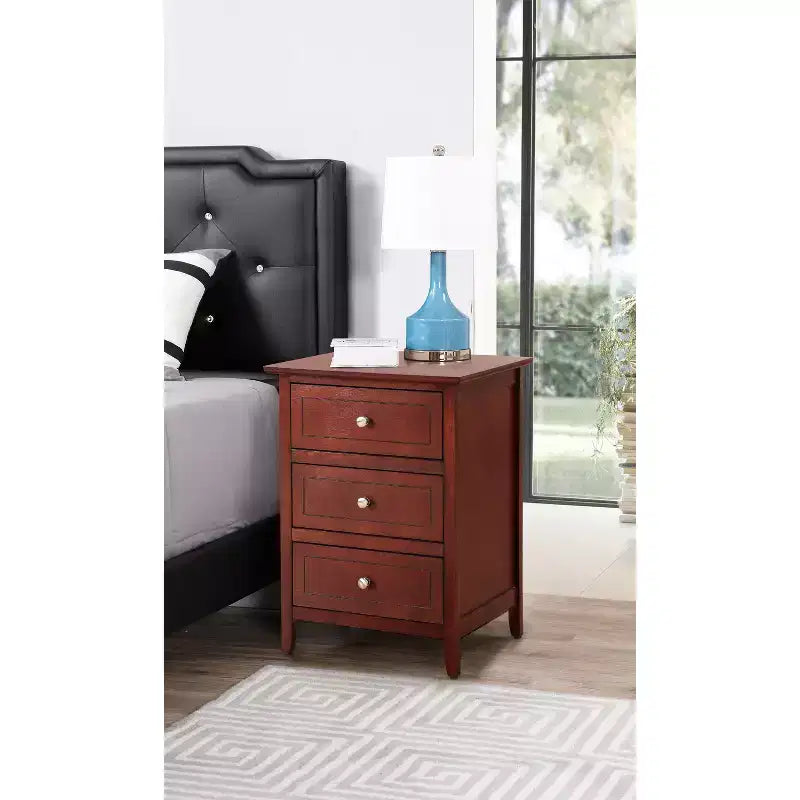 Table de chevet 63,5H x 48,26L x 38,1P, 3 tiroirs, rangement compact