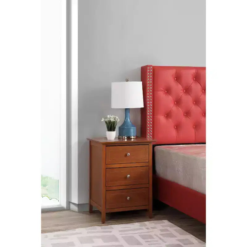 Table de chevet 63,5H x 48,26L x 38,1P, 3 tiroirs, rangement compact