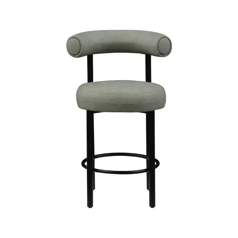 Tabouret de comptoir en cuir végétalien vert, lot de 2