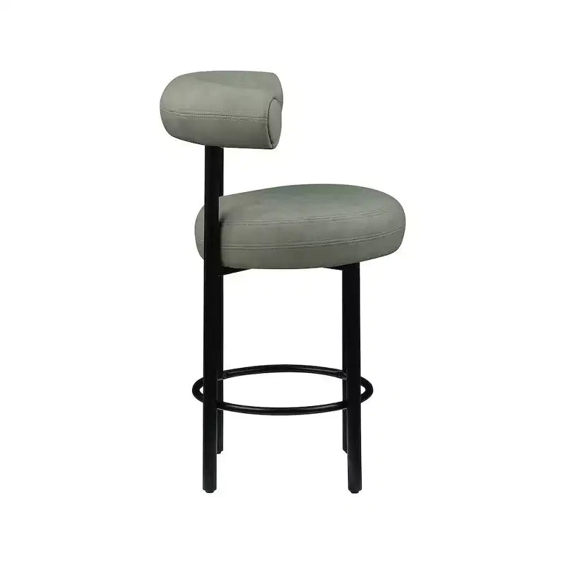 Tabouret de comptoir en cuir végétalien vert, lot de 2