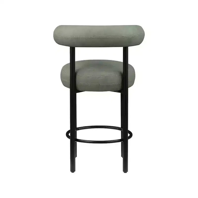Tabouret de comptoir en cuir végétalien vert, lot de 2