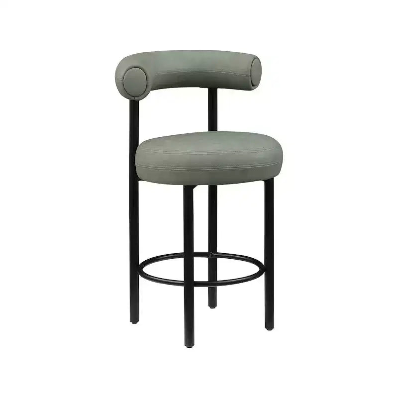 Tabouret de comptoir en cuir végétalien vert, lot de 2