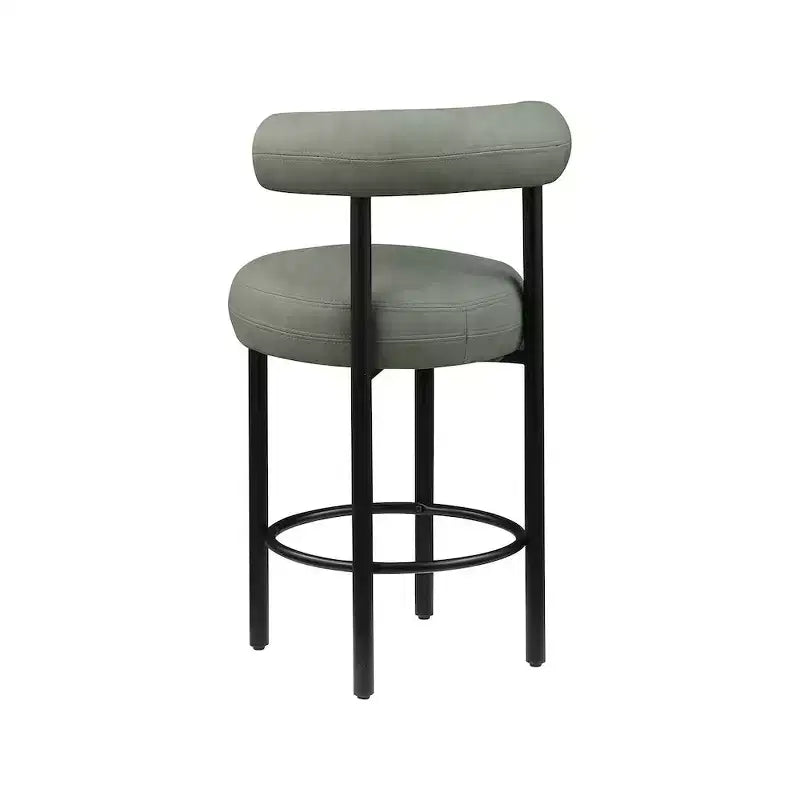 Tabouret de comptoir en cuir végétalien vert, lot de 2