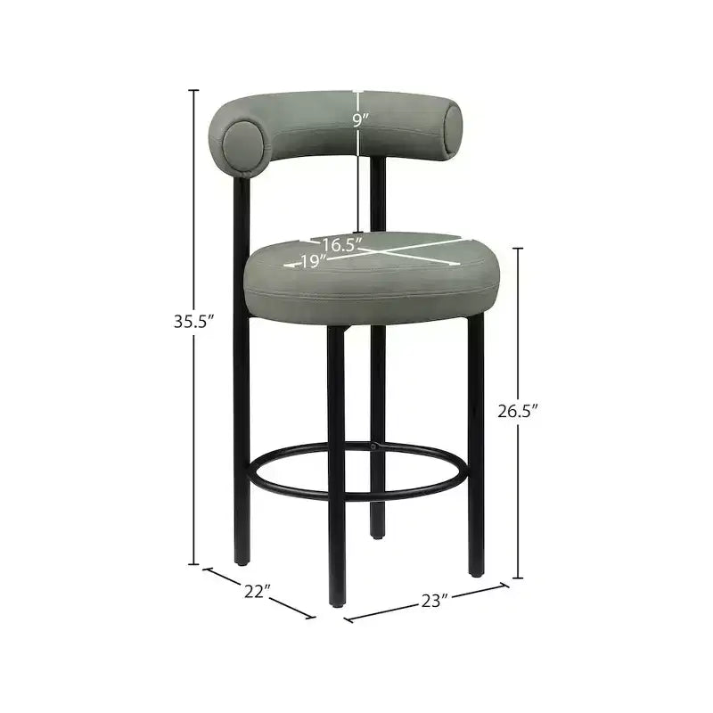 Tabouret de comptoir en cuir végétalien vert, lot de 2