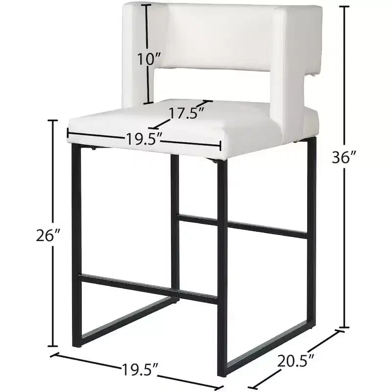 Tabouret de comptoir en cuir végétalien blanc, lot de 2