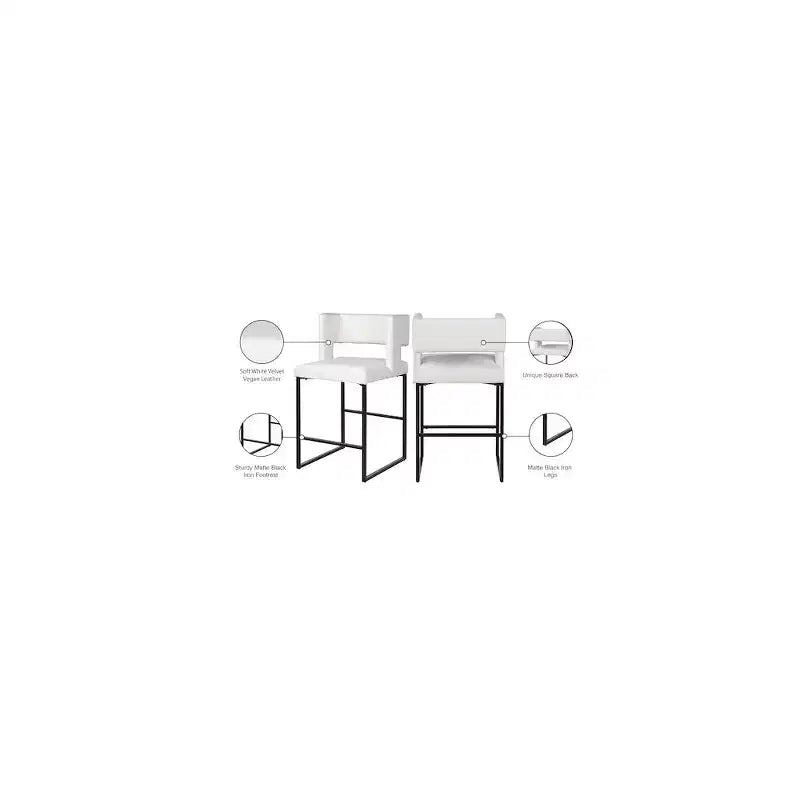 Tabouret de comptoir en cuir végétalien blanc, lot de 2