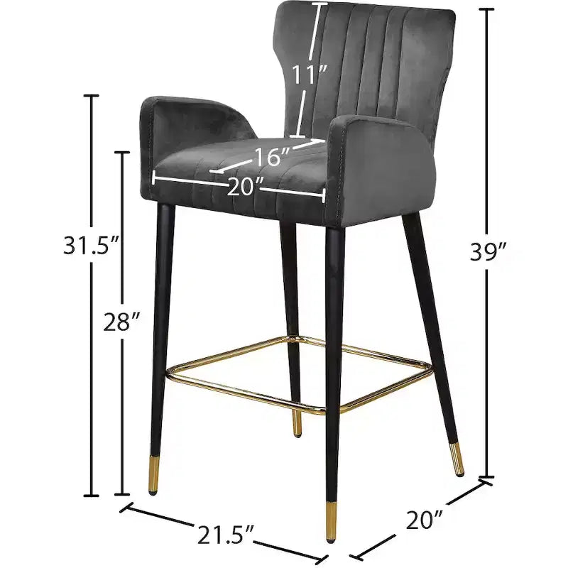 Tabouret de luxe en velours gris, lot de 2
