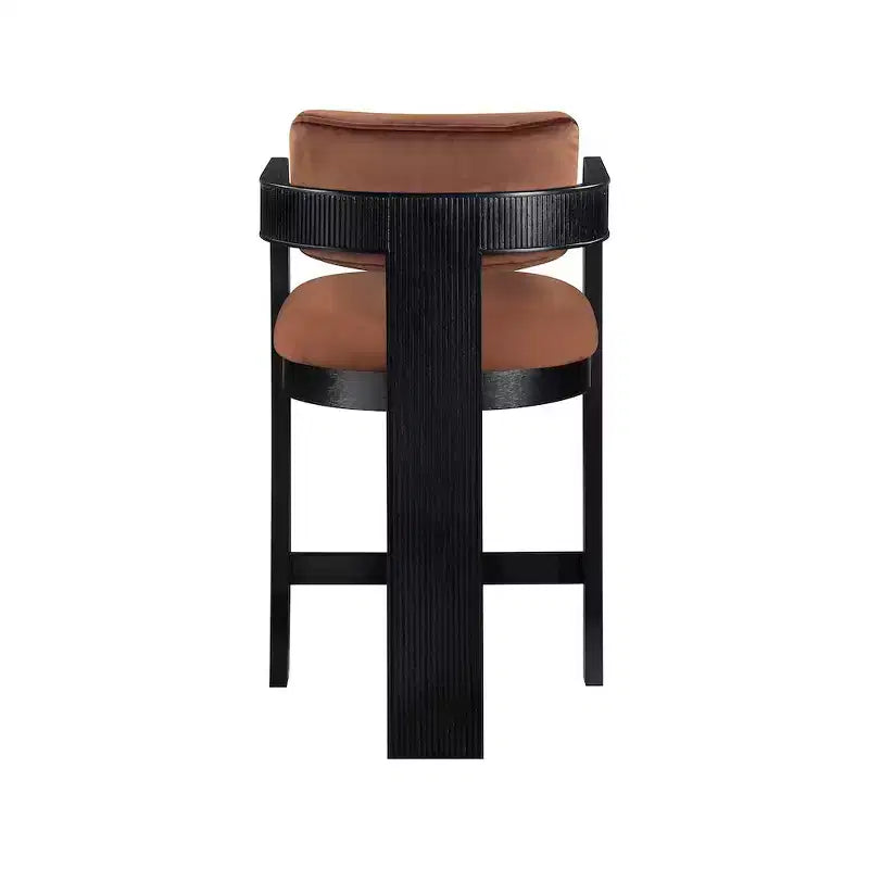 Tabouret en velours couleur cognac