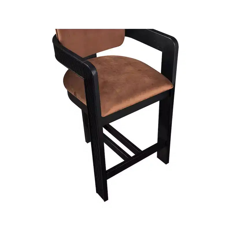 Tabouret en velours couleur cognac