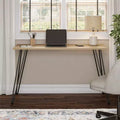 Bureau, Table d'étude moderne avec plateau en bois d'ingénierie durable, pieds en métal épingle, poste de travail compact pour petits espaces