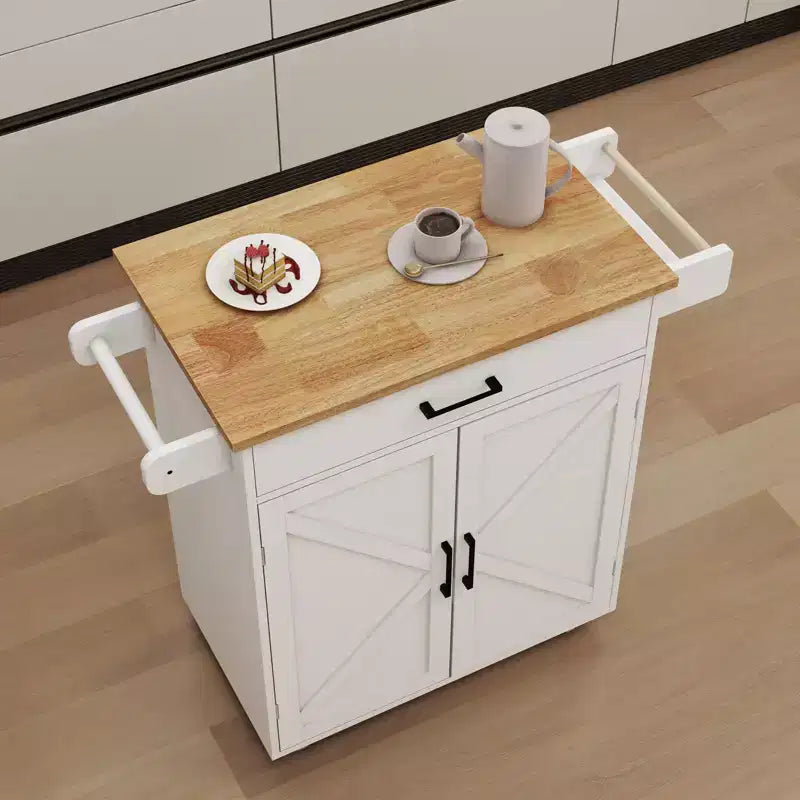 Desserte de cuisine roulante avec étagères réglables, porte-serviettes et plateau en bois pour le rangement