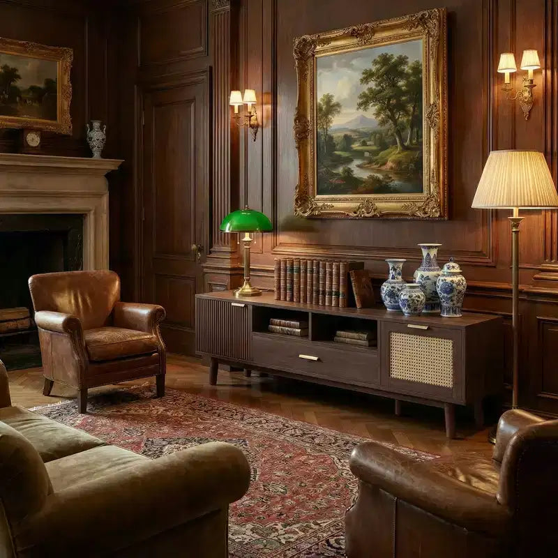 Meuble TV en bois tendance pour téléviseurs de 75 pouces, meuble TV avec porte à fermeture douce et armoire à porte rabattable, consoles TV modernes pour salon