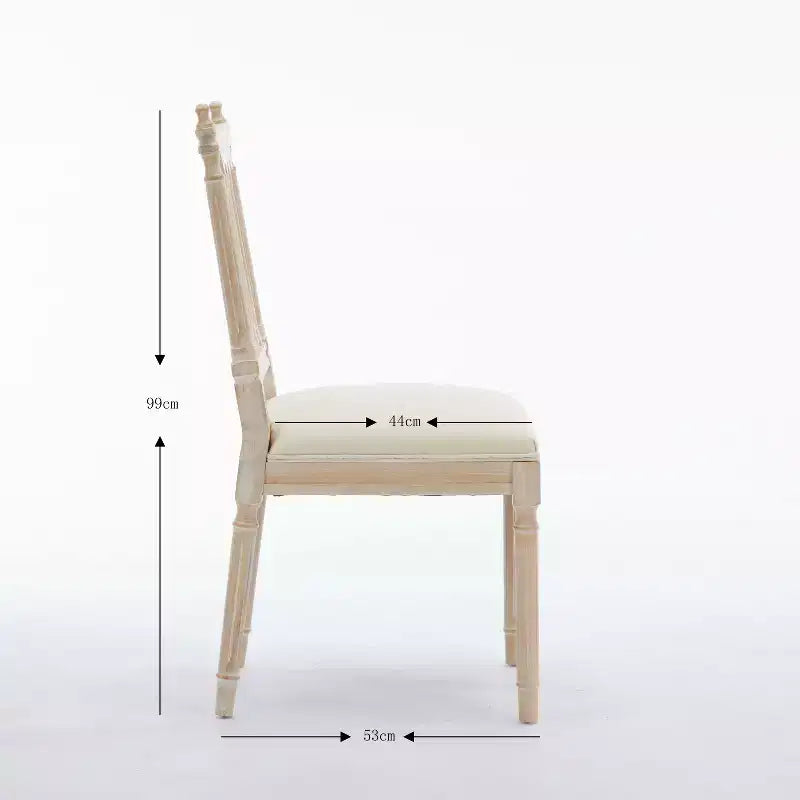 Chaises de salle à manger Mid-Century Modern en hévéa et lin (Lot de 2)