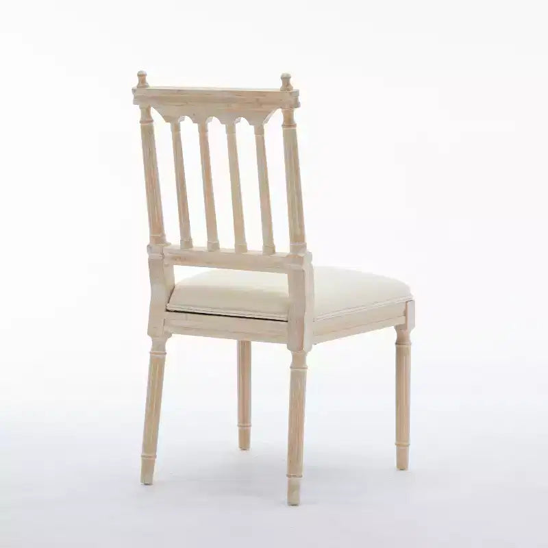 Chaises de salle à manger Mid-Century Modern en hévéa et lin (Lot de 2)