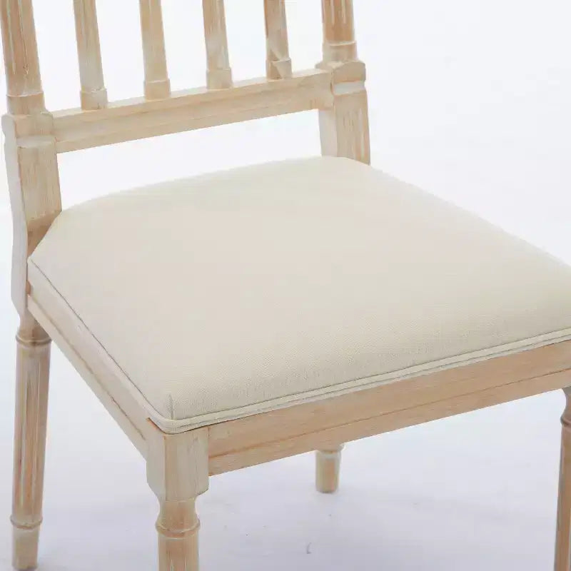 Chaises de salle à manger Mid-Century Modern en hévéa et lin (Lot de 2)