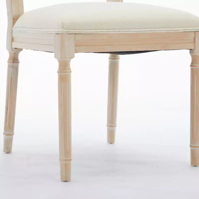 Chaises de salle à manger Mid-Century Modern en hévéa et lin (Lot de 2)