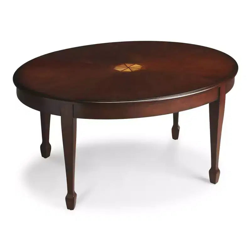 Table basse ovale en bois marron et marron foncé