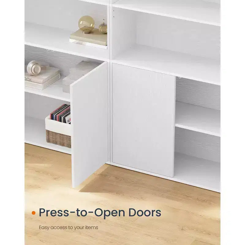 Grande étagère, assemblage ultra-rapide sans outils, bibliothèque de 6 niveaux sur pied avec étagères réglables et porte, blanc neige