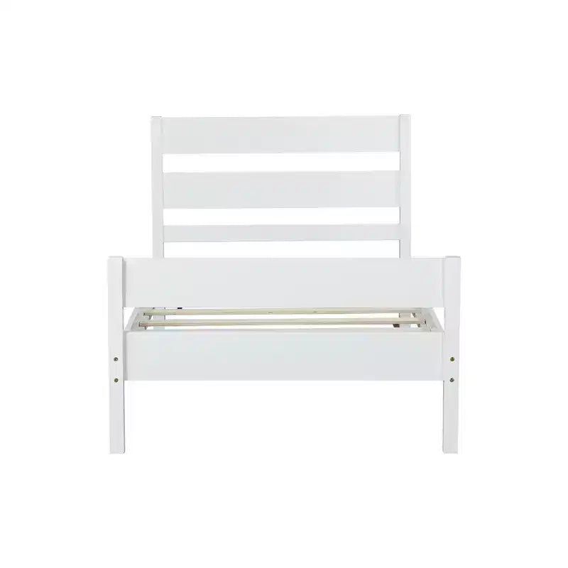 Lit plate-forme double avec tête de lit à lattes horizontales, lit en bois sans sommier pour chambre d'enfant