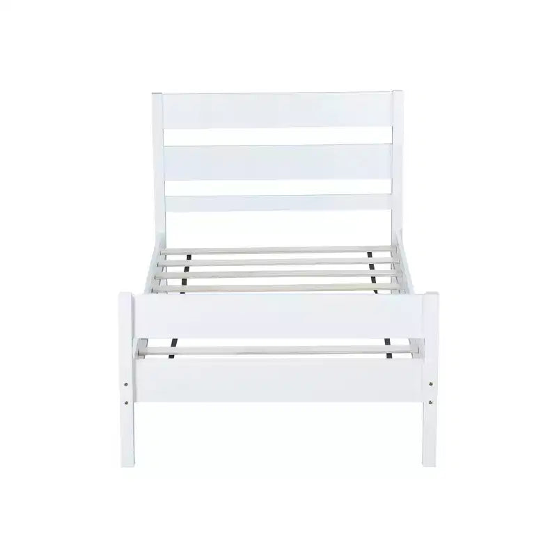Lit plate-forme double avec tête de lit à lattes horizontales, lit en bois sans sommier pour chambre d'enfant