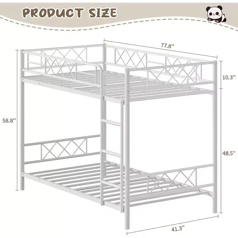 Lit superposé robuste gain de place pour adultes, adolescents et enfants, avec escalier, deux places sur deux places