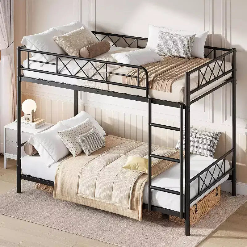 GuatoWave Heavy Duty Space-Saving Twin Over Twin Bunk Bed Frame with Stairs for Adults, Teens &amp; Kids