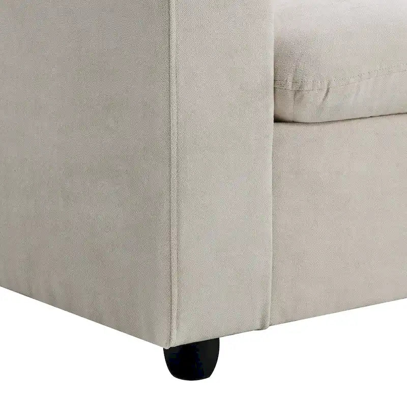 L-shaped Polyester Fabric Couch Set with 2 Free Pillows and Convertible Ottoman