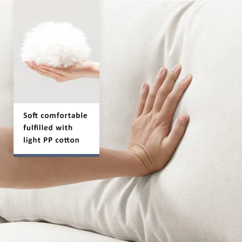 L-shaped Polyester Fabric Couch Set with 2 Free Pillows and Convertible Ottoman