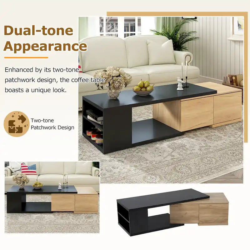 Multi-functional Hidden Storage Coffee Table with 2 Drawers