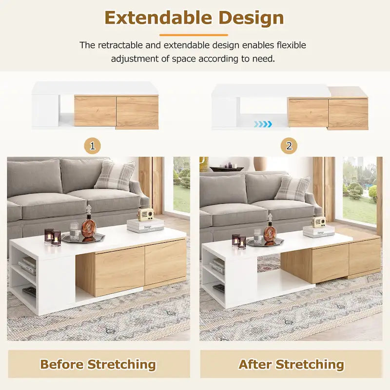 Multi-functional Hidden Storage Coffee Table with 2 Drawers