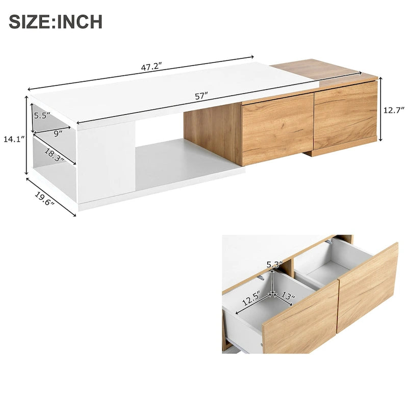 Multi-functional Hidden Storage Coffee Table with 2 Drawers