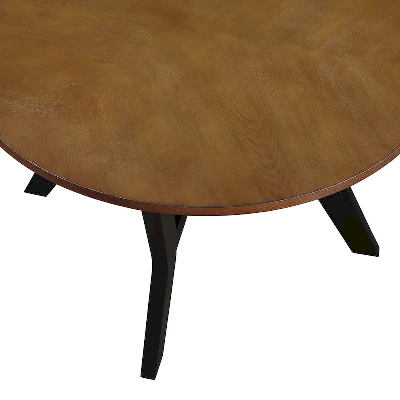 Farmhouse Wood Round Coffee Table with 4 Soild Wood Legs