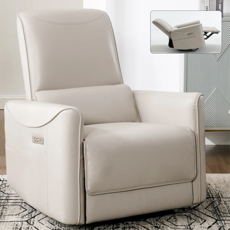 Leatheraire Swivel and Rocker Power Recliner Chair, Heavy Duty Motion Mechanism with USB and Type-C Ports