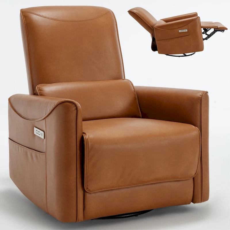 Leatheraire Swivel and Rocker Power Recliner Chair, Heavy Duty Motion Mechanism with USB and Type-C Ports