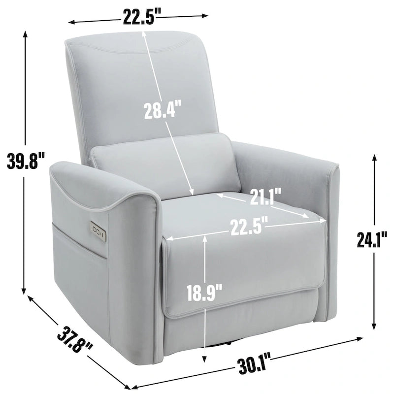 Leatheraire Swivel and Rocker Power Recliner Chair, Heavy Duty Motion Mechanism with USB and Type-C Ports