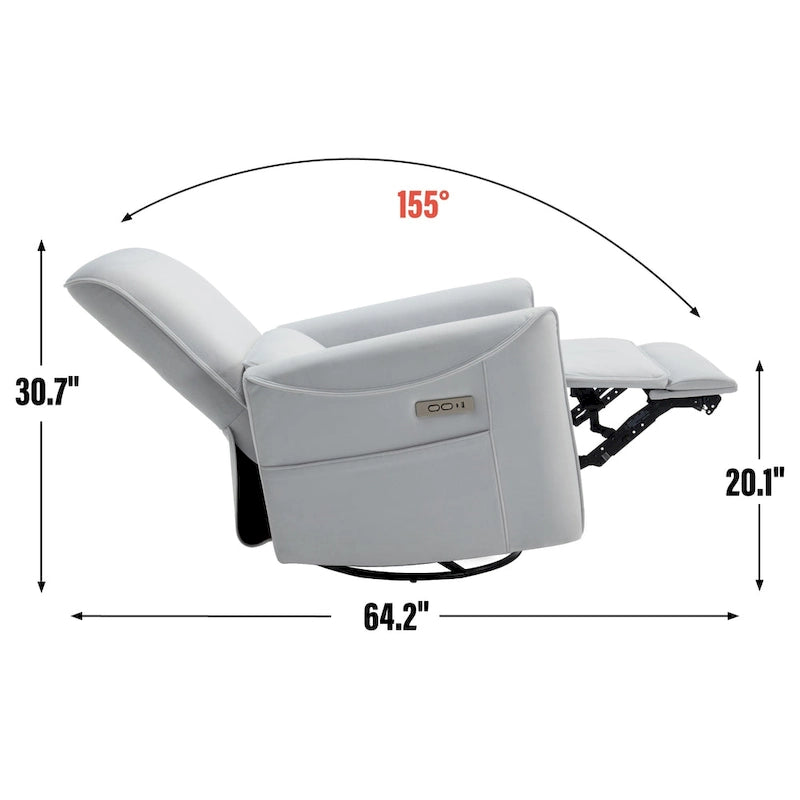 Leatheraire Swivel and Rocker Power Recliner Chair, Heavy Duty Motion Mechanism with USB and Type-C Ports