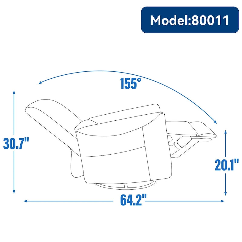 Leatheraire Swivel and Rocker Power Recliner Chair, Heavy Duty Motion Mechanism with USB and Type-C Ports