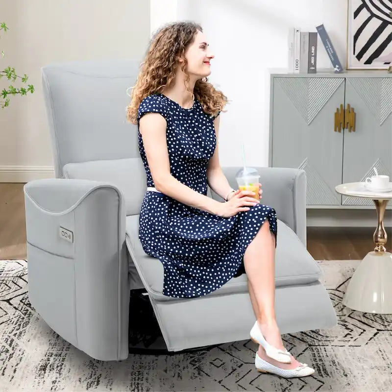 Leatheraire Swivel and Rocker Power Recliner Chair, Heavy Duty Motion Mechanism with USB and Type-C Ports