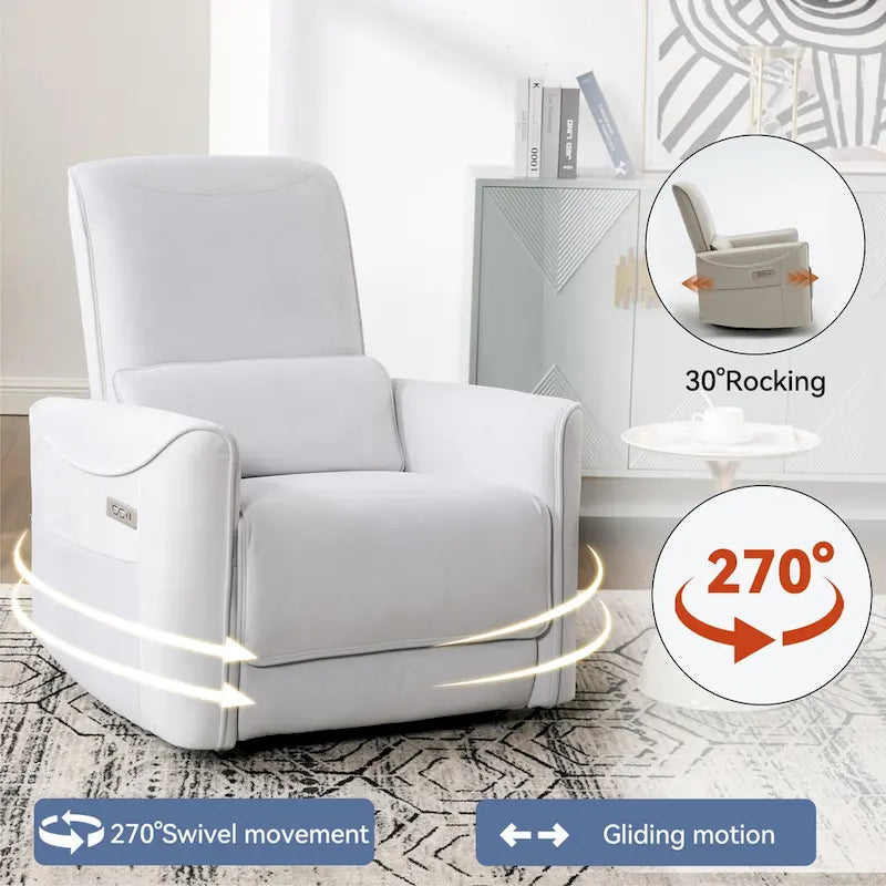 Leatheraire Swivel and Rocker Power Recliner Chair, Heavy Duty Motion Mechanism with USB and Type-C Ports