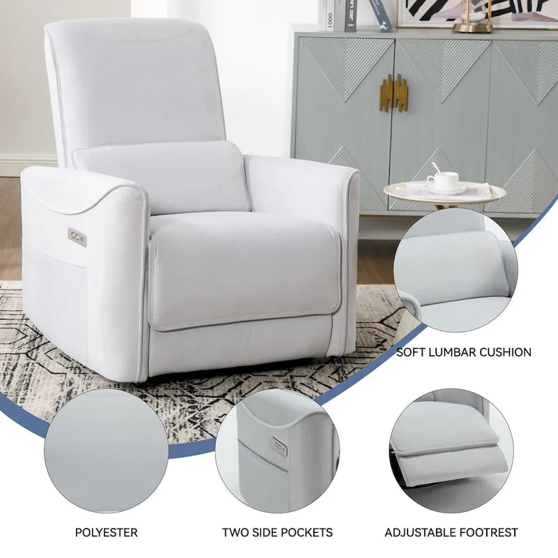 Leatheraire Swivel and Rocker Power Recliner Chair, Heavy Duty Motion Mechanism with USB and Type-C Ports